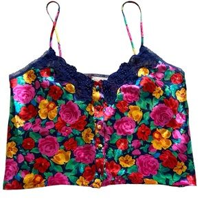 Vintage 90s Victoria’s Secret satin floral camisole sleep PJs top size medium